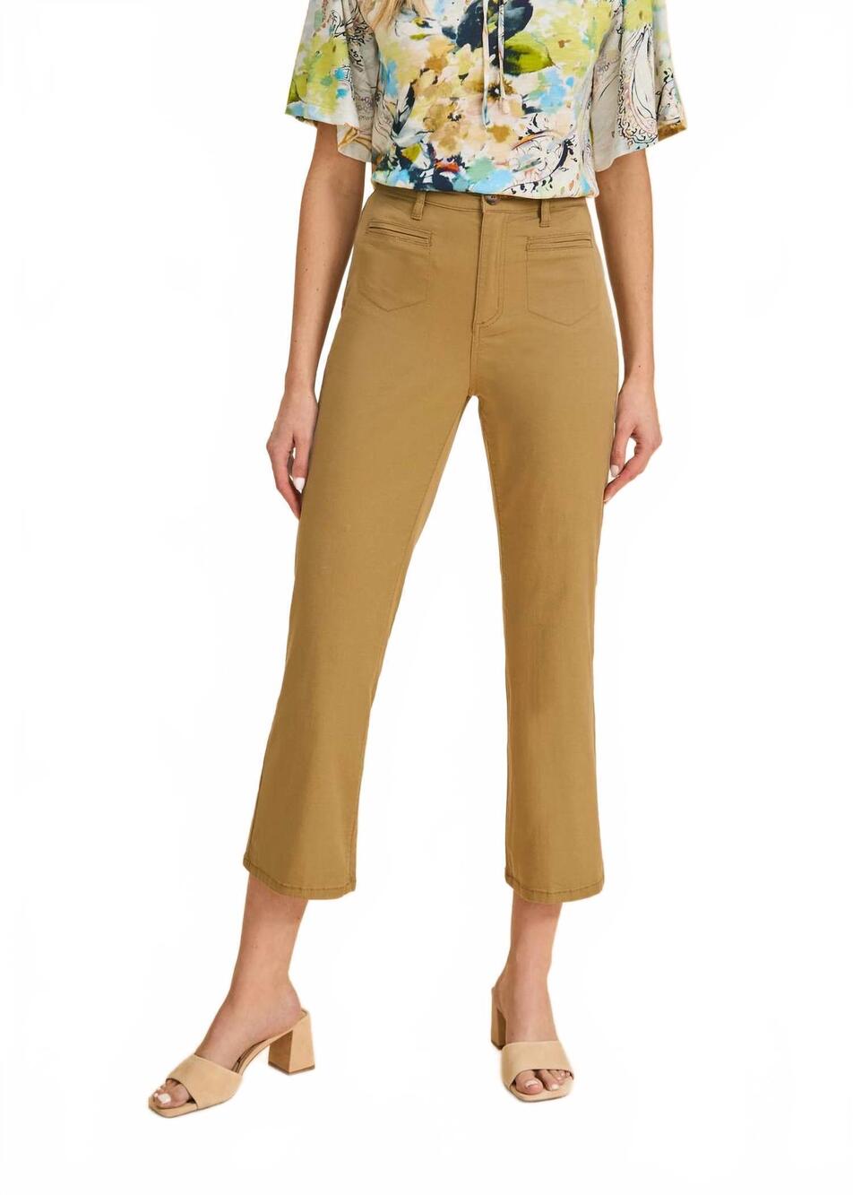 NEW FDJ women's crop lightweight twill pants in henna